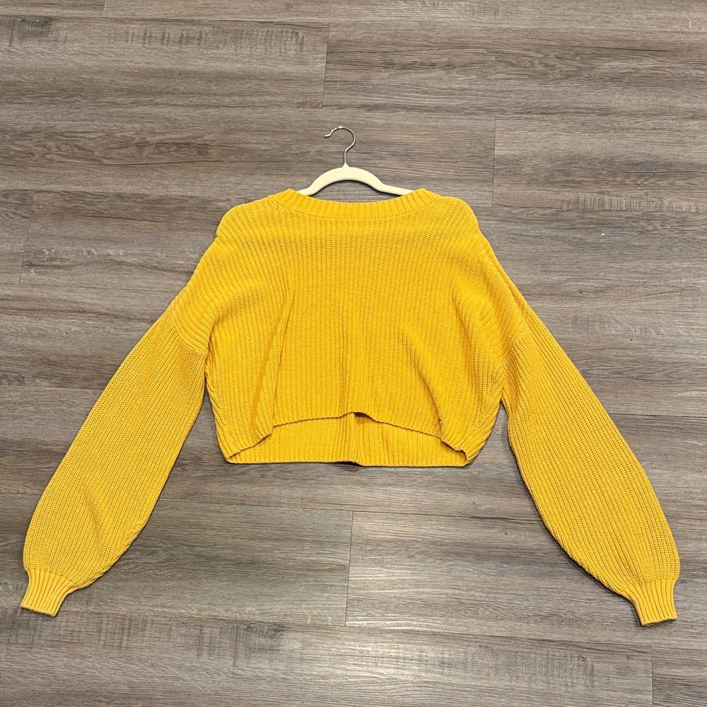Hollister Cropped Mustard Crewneck Sweater